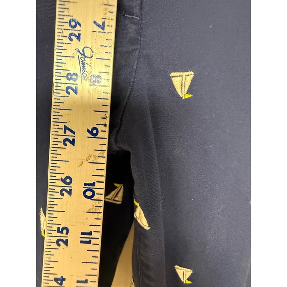 Talbots The Weekend Chino Navy Blue Sailboat Embroidered Pants 10P Petite BD1024 - Picture 6 of 9